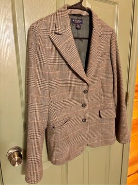 Brooks Brothers Wool Plaid Blazer Jacket - Brown & Tan